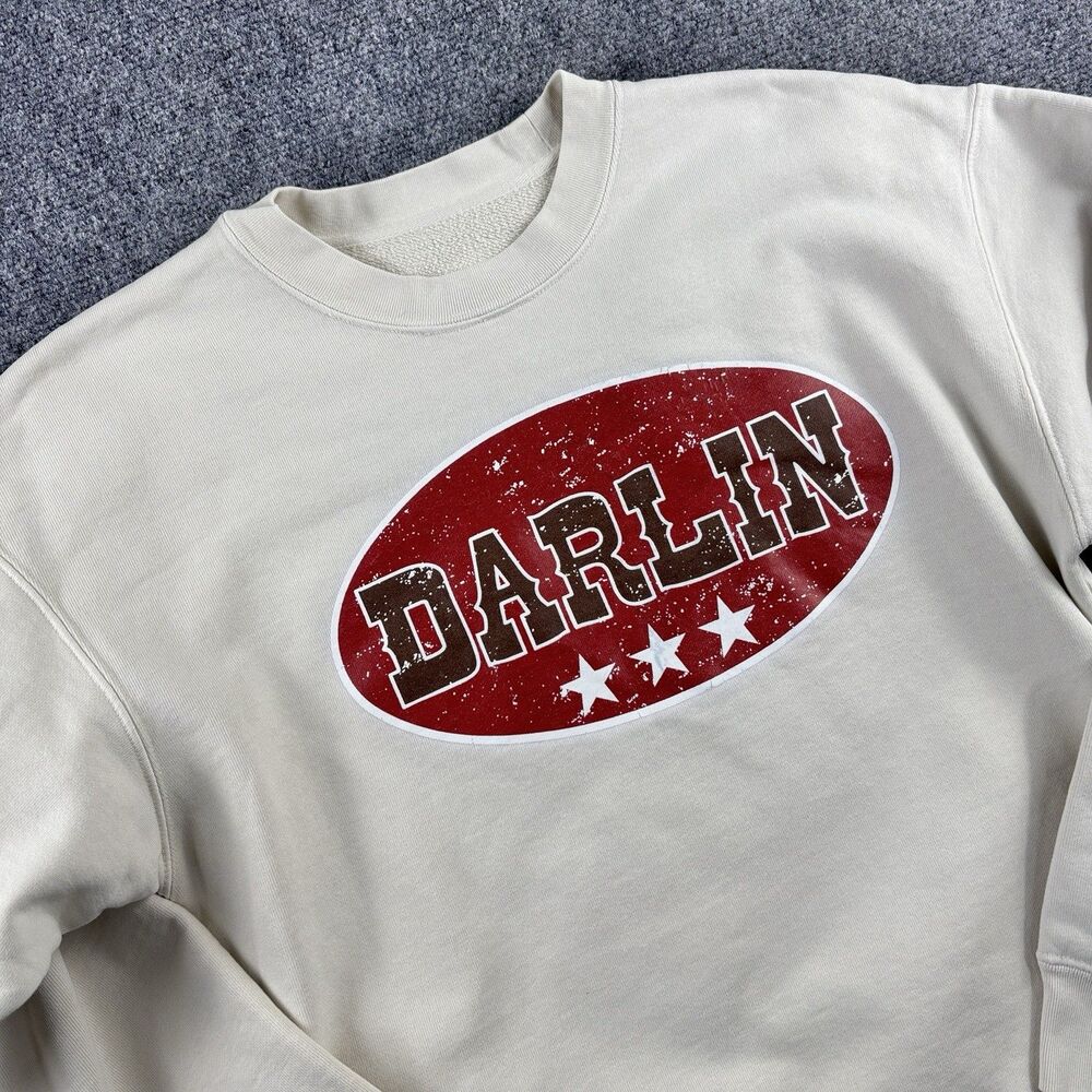Darlin Sweatshirt Womens S Cream Crewneck Western Star Graphic Small